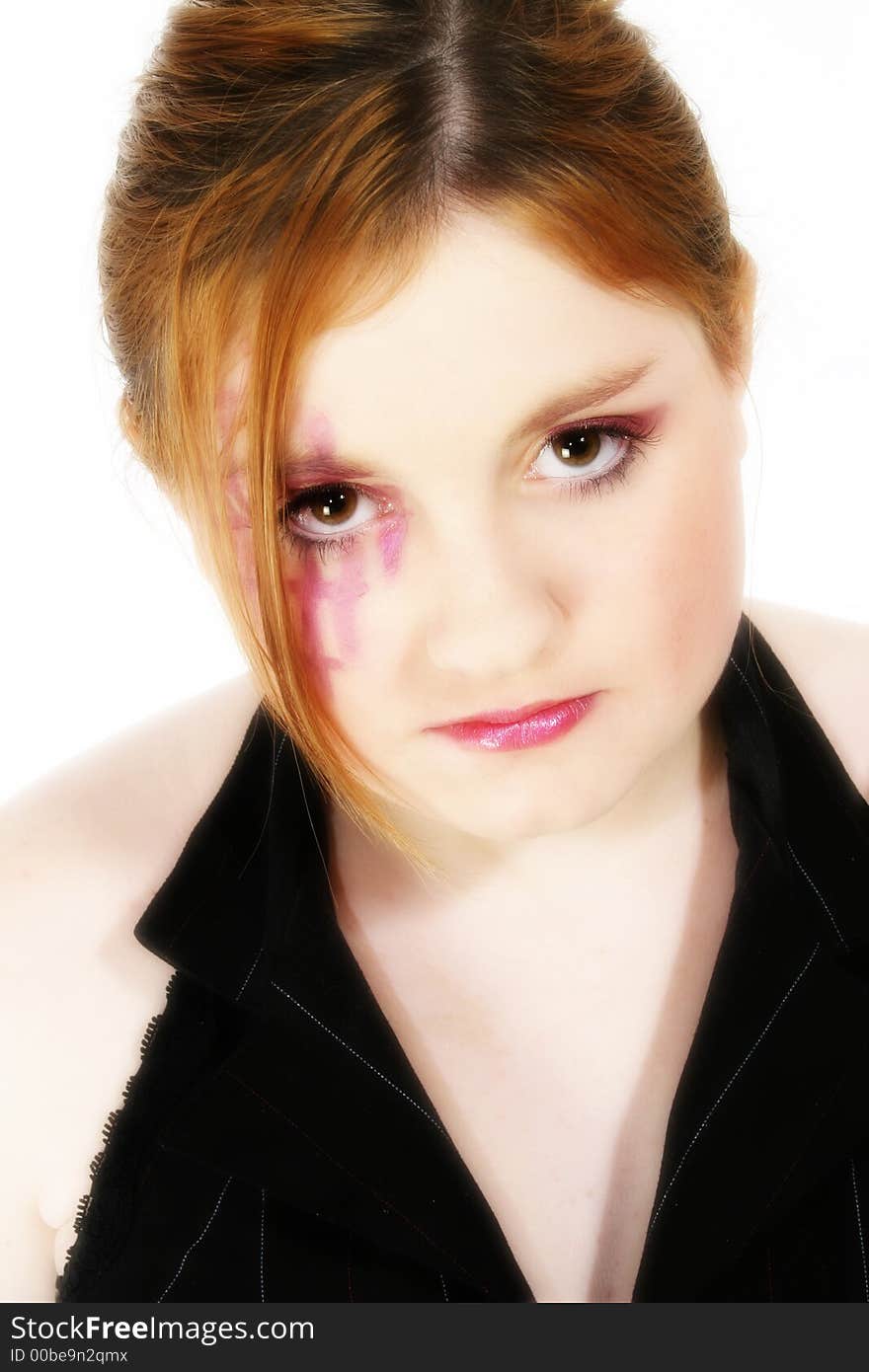 Beautiful 15 year old girl in artistic make-up. Beautiful 15 year old girl in artistic make-up.