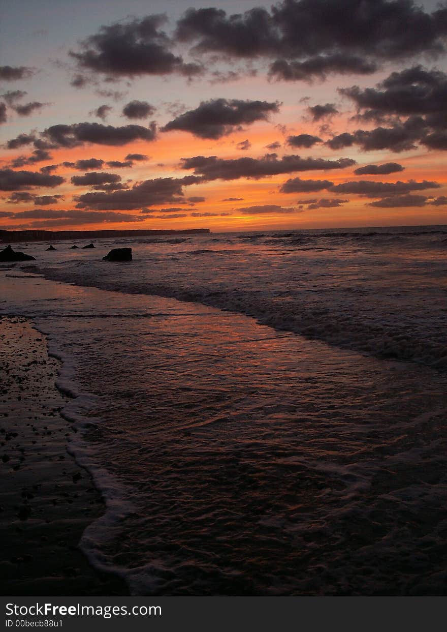 Sunset o, the beach in sotteville, normandy, france. Sunset o, the beach in sotteville, normandy, france