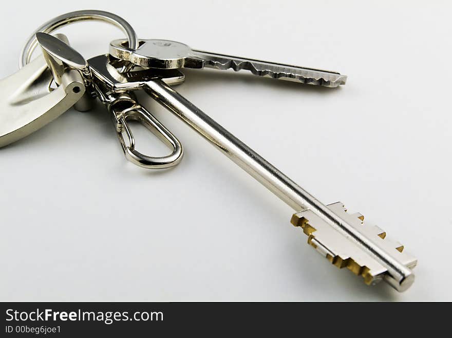 Keys on metallic key ring. Keys on metallic key ring