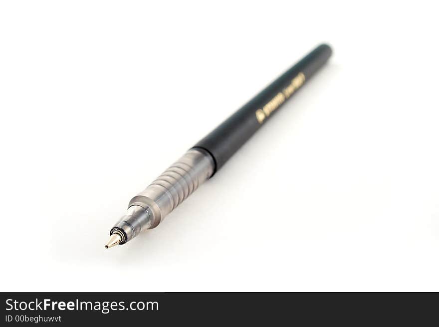 Black plastic pen isolated on white