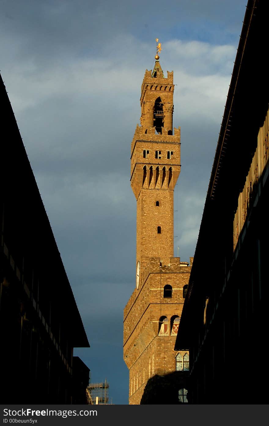 A view of the Old Palace in Florence taken from the Uffizi's Gallery.