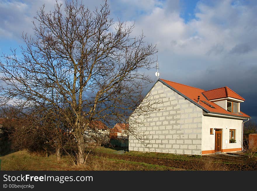 New house in cloudy afternoon