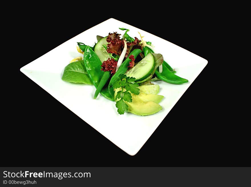 Delicious snow pea and green bean salad ready to serve. Delicious snow pea and green bean salad ready to serve.