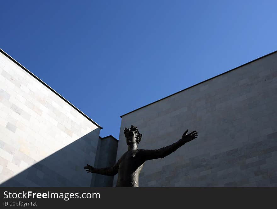 Boy's statue and blue sky. Boy's statue and blue sky