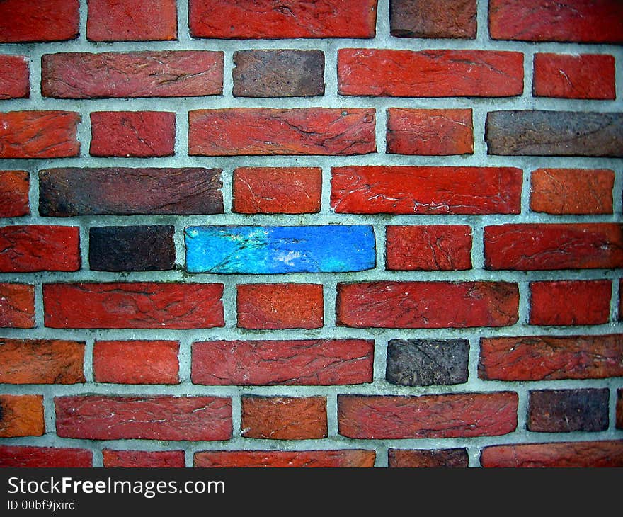 Blue brick. Hiding-place in the wall.