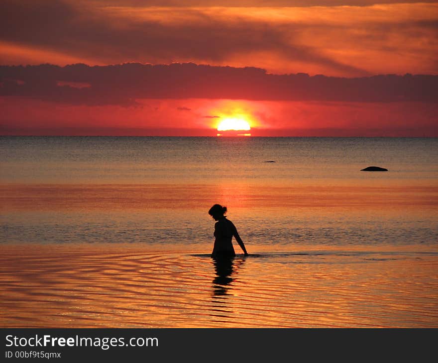 Woman And Sunset