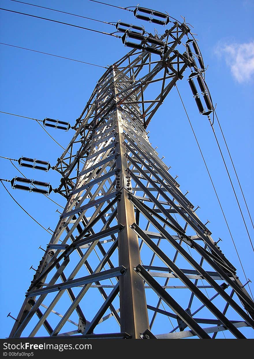 Blue sky and high steel electric line. Blue sky and high steel electric line