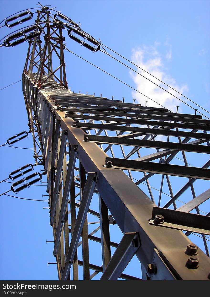 Blue sky and high steel electric line. Blue sky and high steel electric line