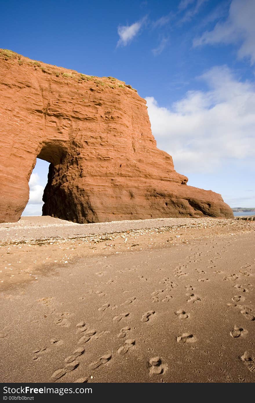 The Red rock on the coast of Dawlish, Devon.