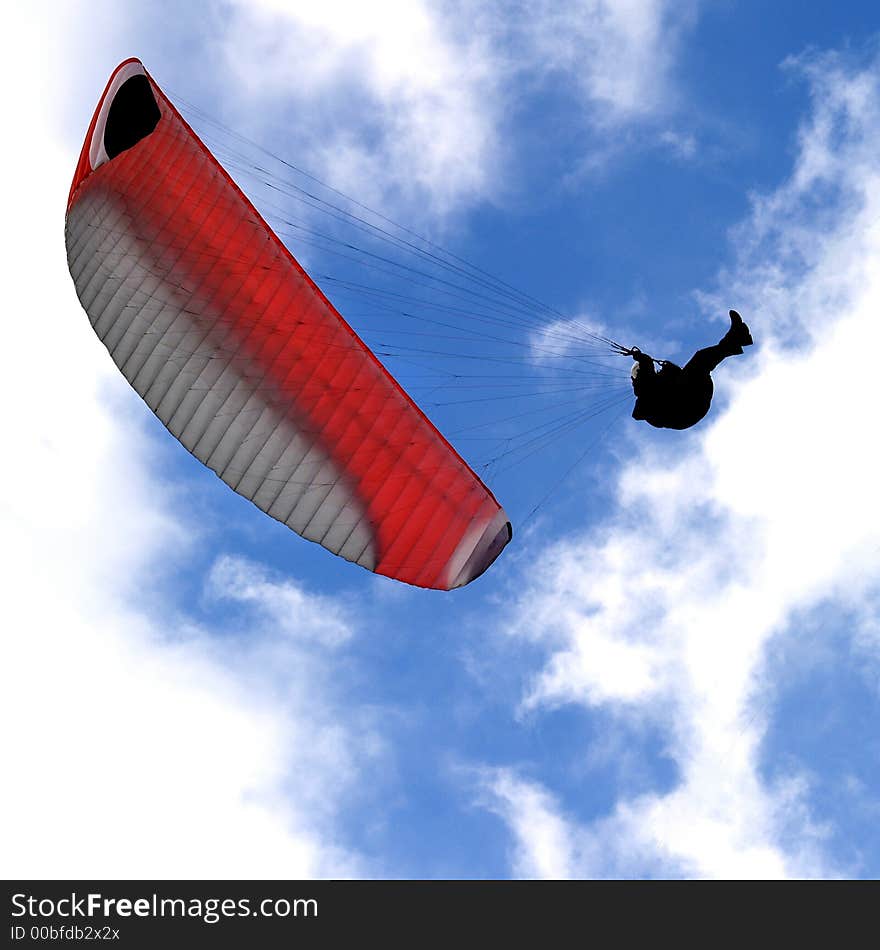 Man with paraplane flying in the sky. Man with paraplane flying in the sky