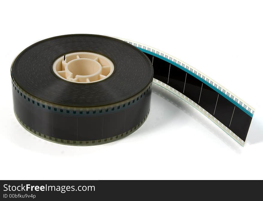 A 35mm movie film trailer - on white