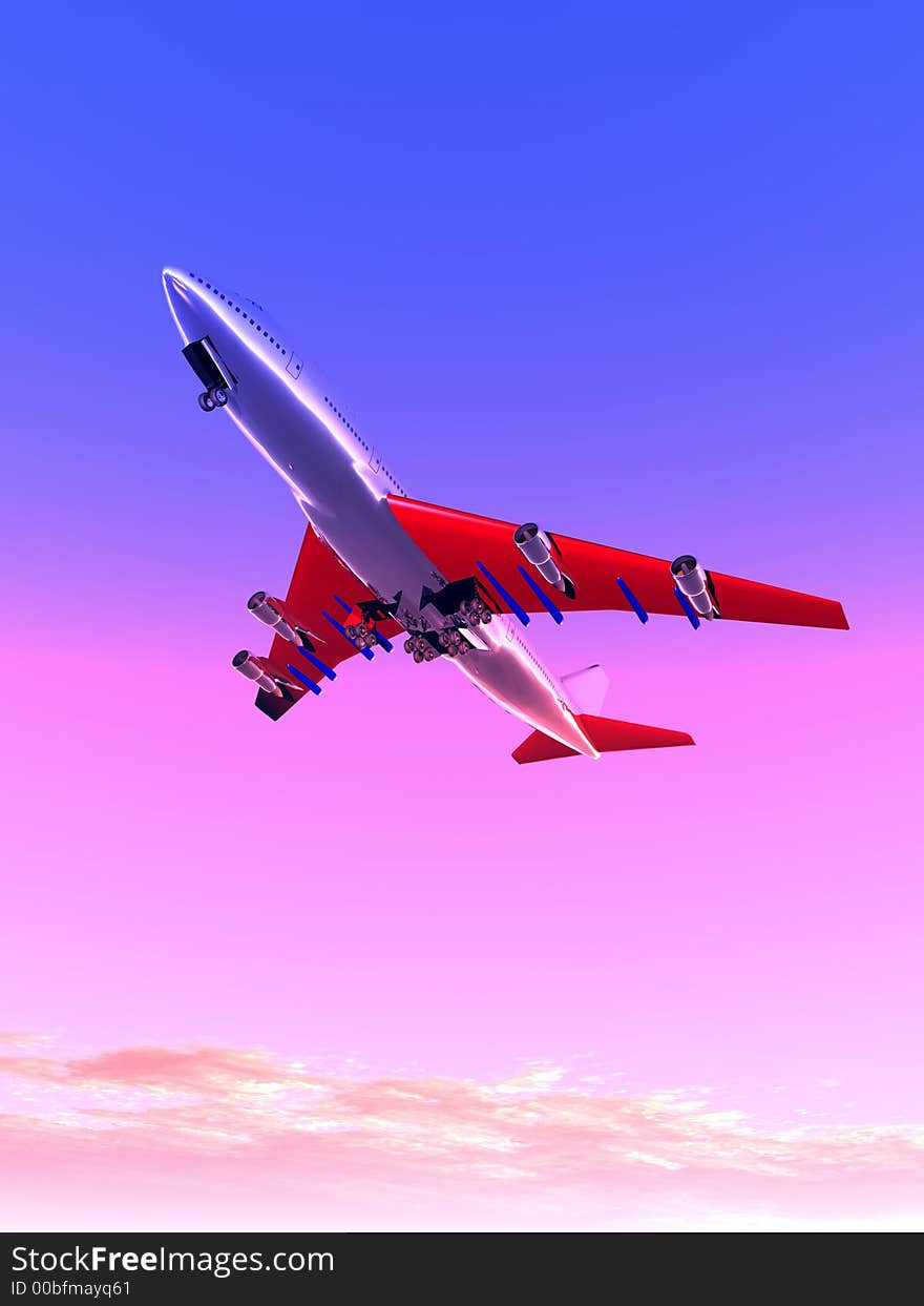 A plane flying high in the sky. A plane flying high in the sky.