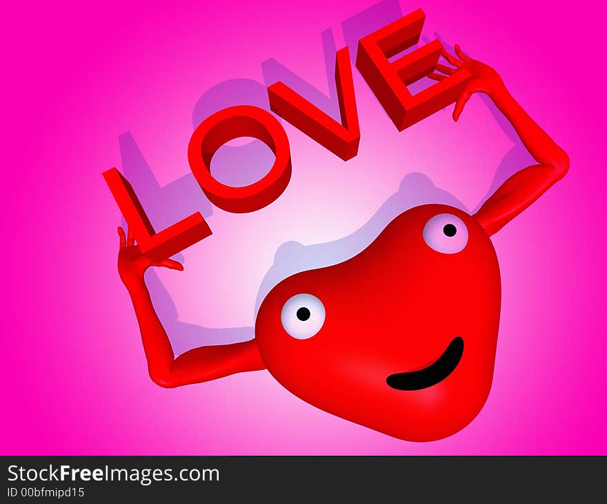 A happy loving heart for romantic concepts. A happy loving heart for romantic concepts.