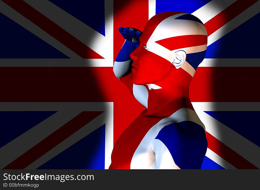 A man with the Union Jack flag on his body its the flag of Great Britain. A man with the Union Jack flag on his body its the flag of Great Britain.