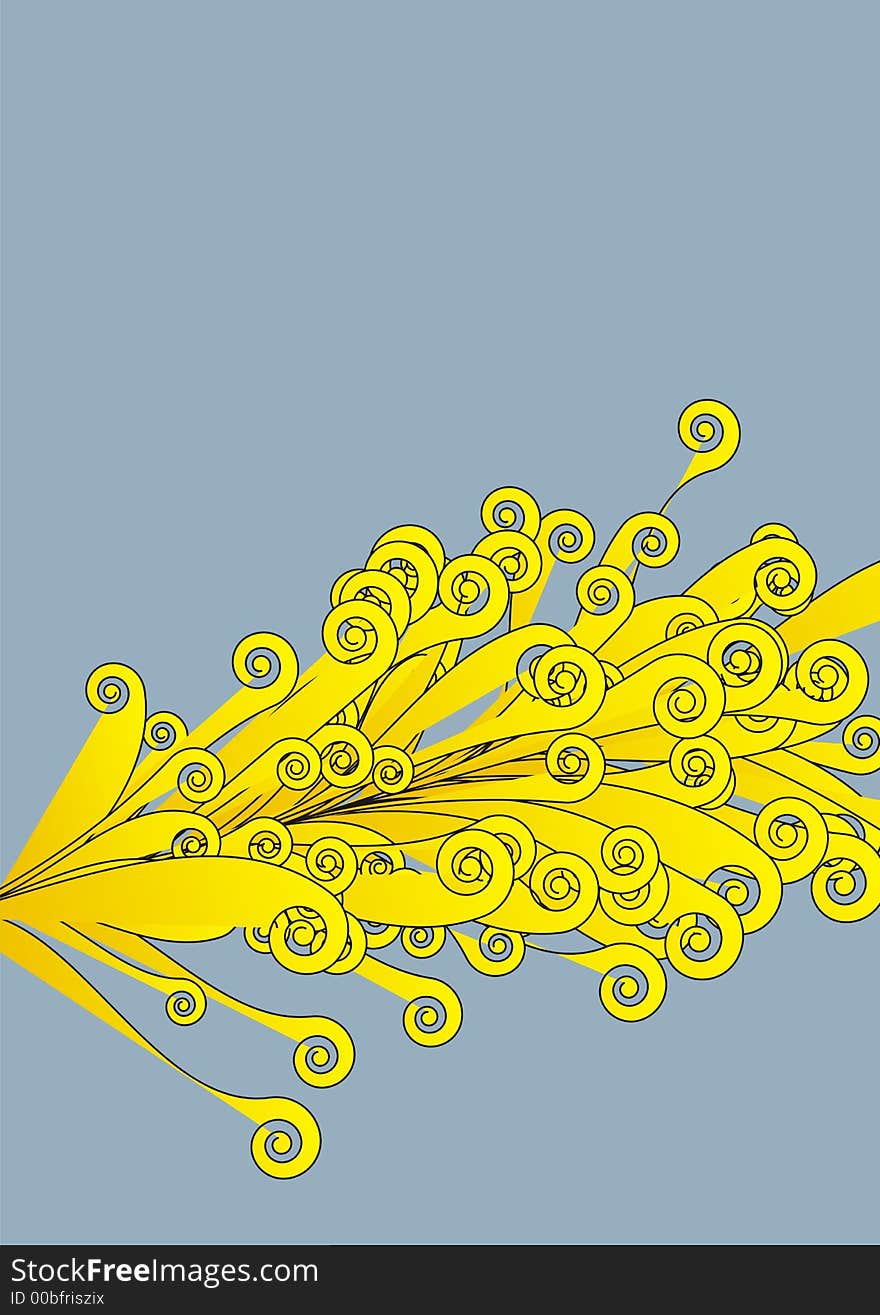 Feather illustration out of curly shapes