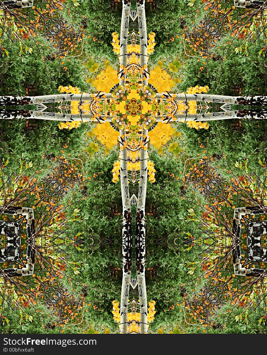 Kaleidoscope cross from photo of aspen grove, Colorado. Kaleidoscope cross from photo of aspen grove, Colorado