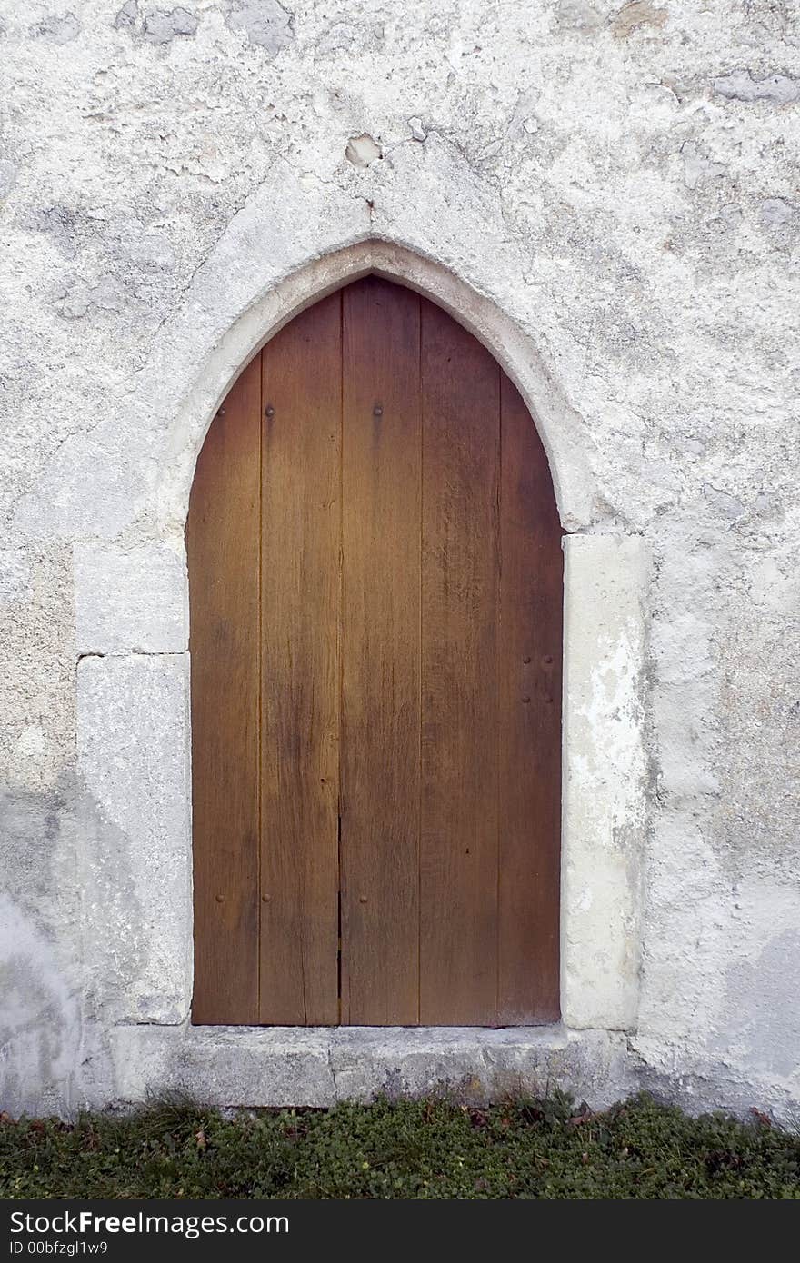 Door on stone wall