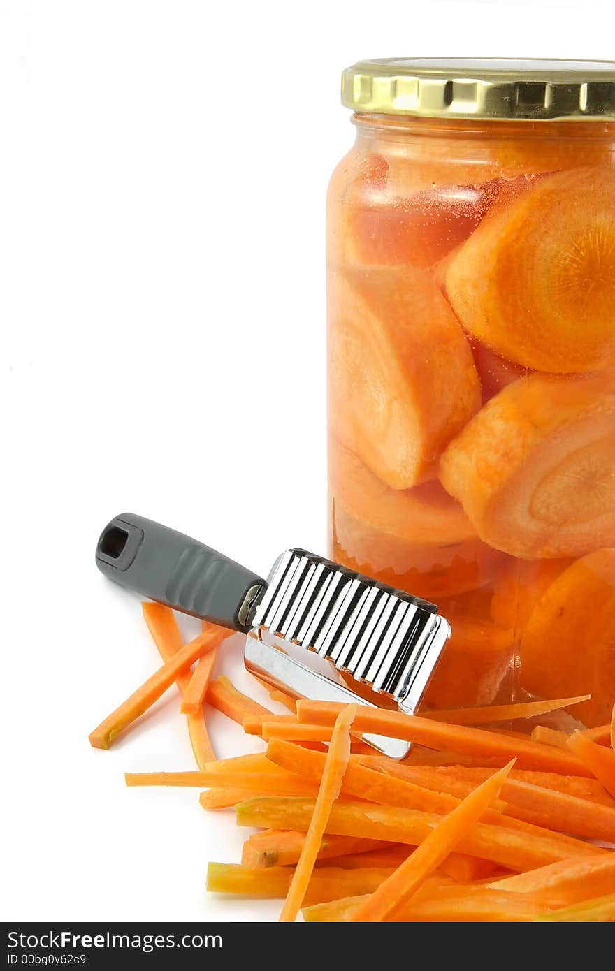 Carrots in glass container