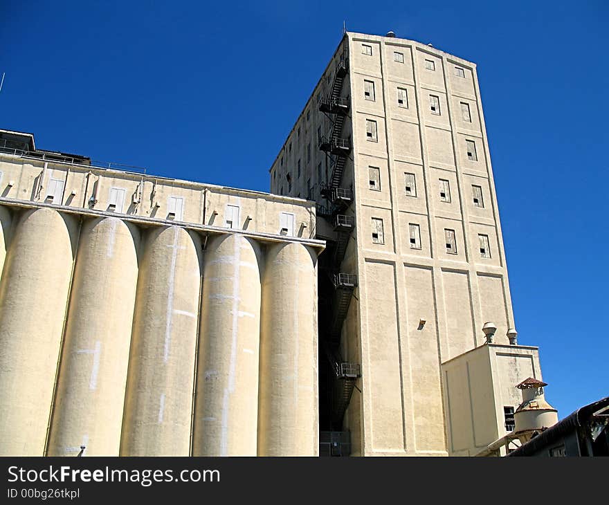 Landscape photo of an abandoned grain silo. Landscape photo of an abandoned grain silo.