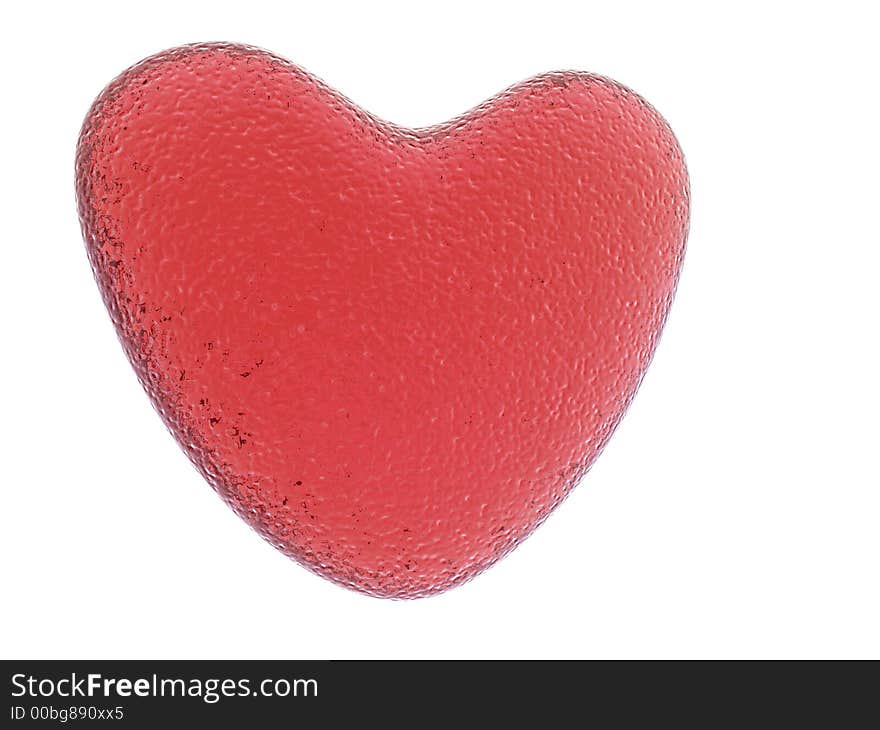 Heart from matte red glass (it is isolated on a white background). Heart from matte red glass (it is isolated on a white background)