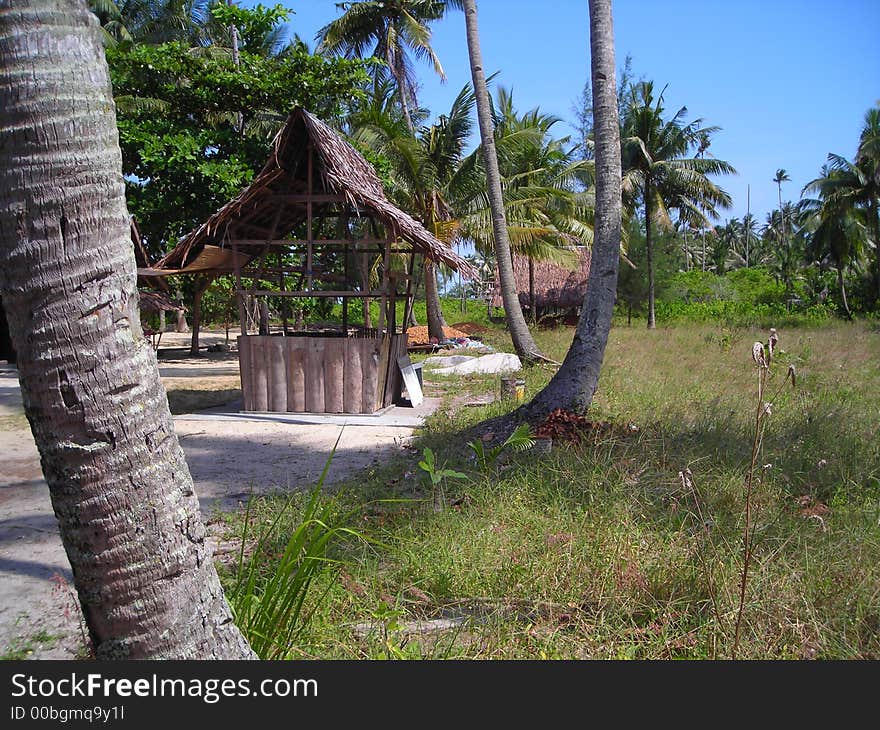 Hut in remote village in Bintan Indonesia