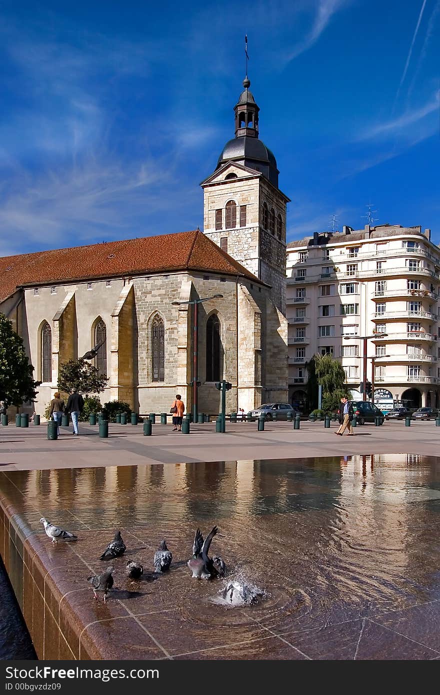 Town square on a bright sunny noon. Town square on a bright sunny noon