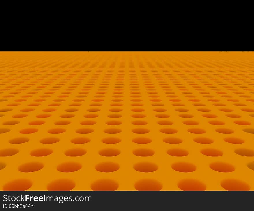 Orange plane with interstices, black background. Orange plane with interstices, black background