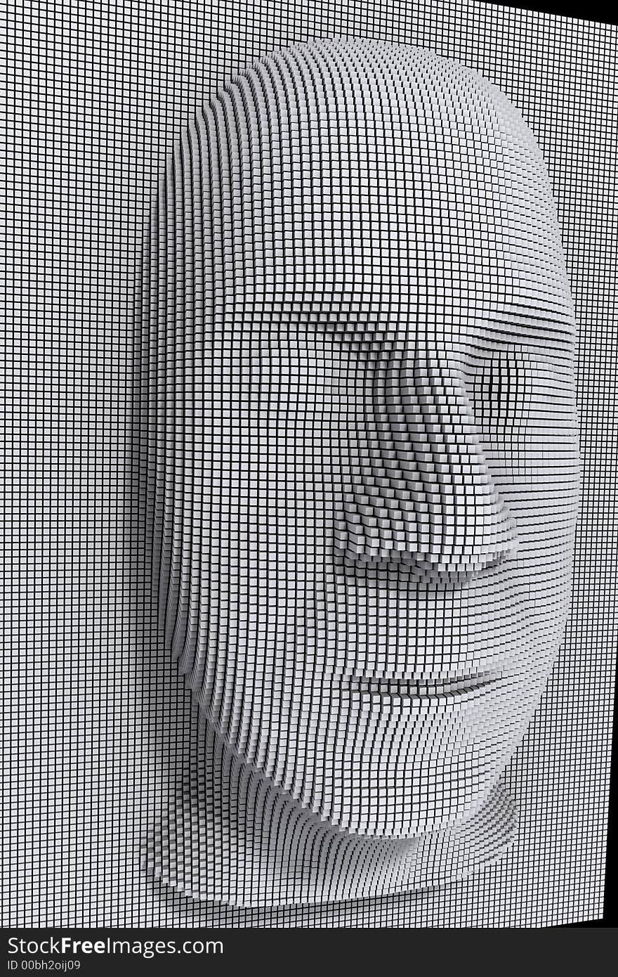 Face column, grey abstruct head