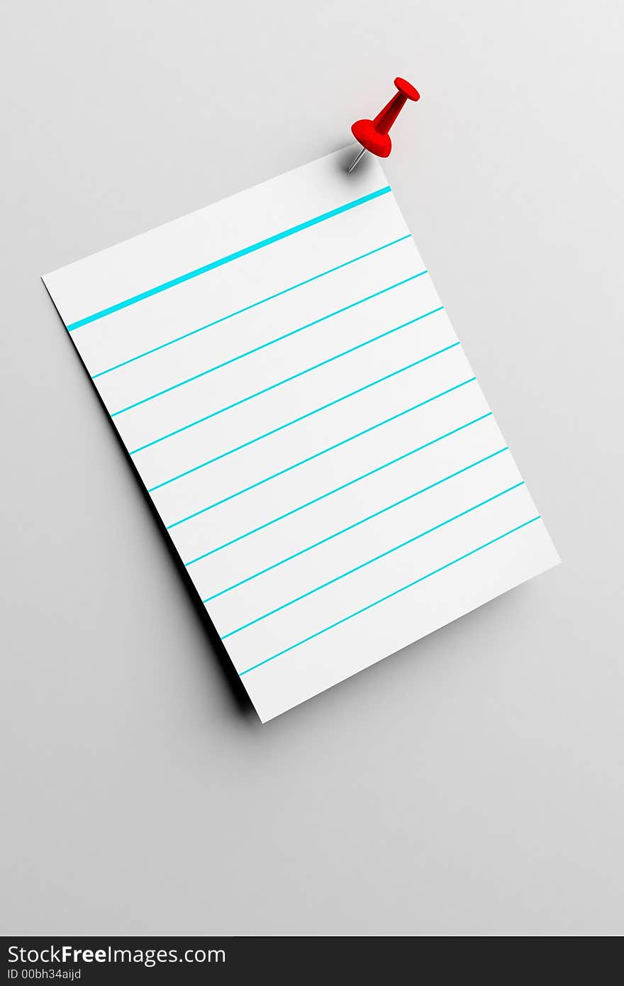 Paper on white background with pin. Paper on white background with pin