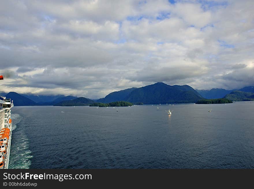 Fishing boats off the coast of Sitka, Alaska. Fishing boats off the coast of Sitka, Alaska