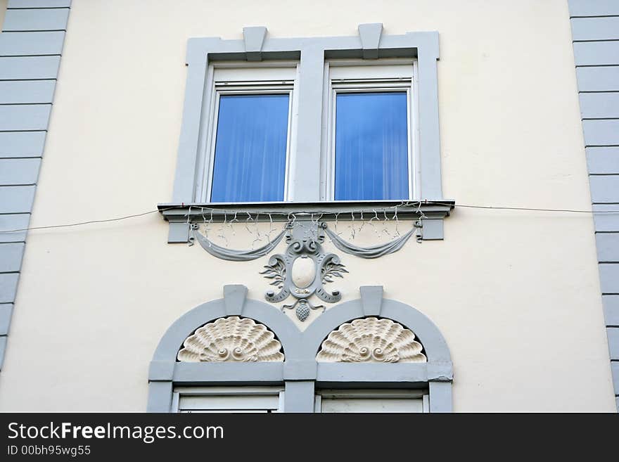 A baroque-style building windows, Austria. A baroque-style building windows, Austria