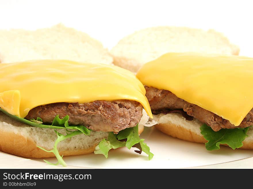 Open cheeseburger plain