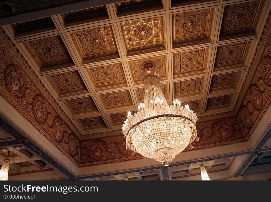 Ceiling detail in a luxury building with lights