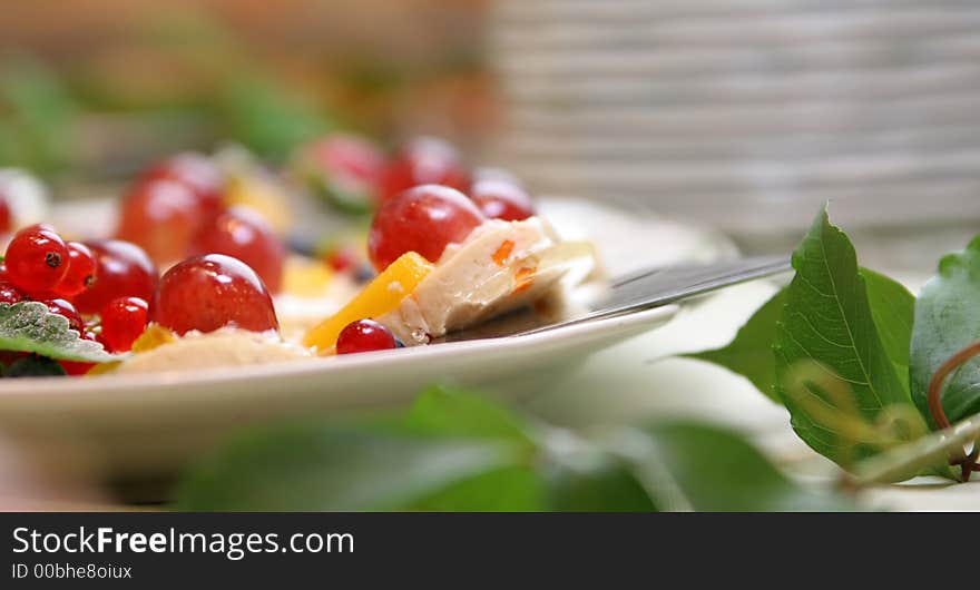 Candied cherries on the cake with decoration