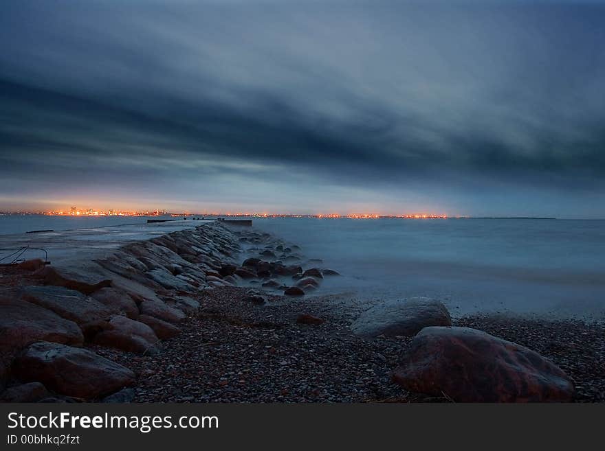 Night at baltic sea near Tallinn. Night at baltic sea near Tallinn.