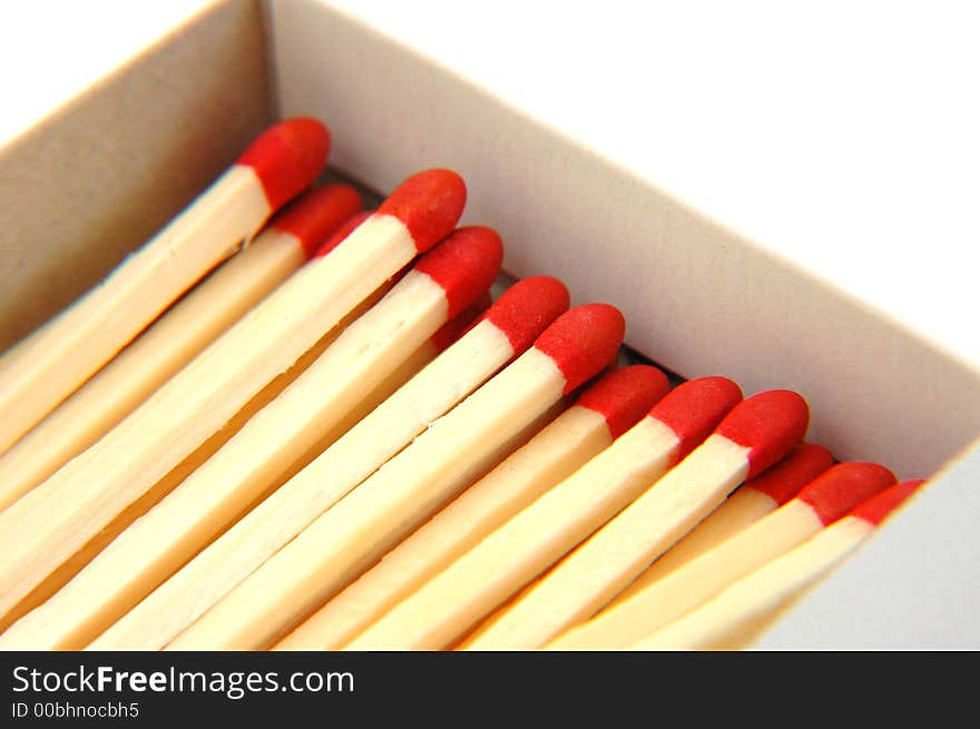 Closeup of matches in box