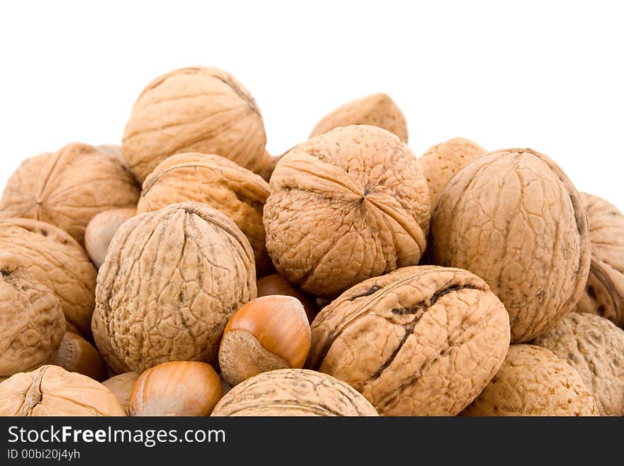 Nuts, walnuts, hazelnuts, almonds