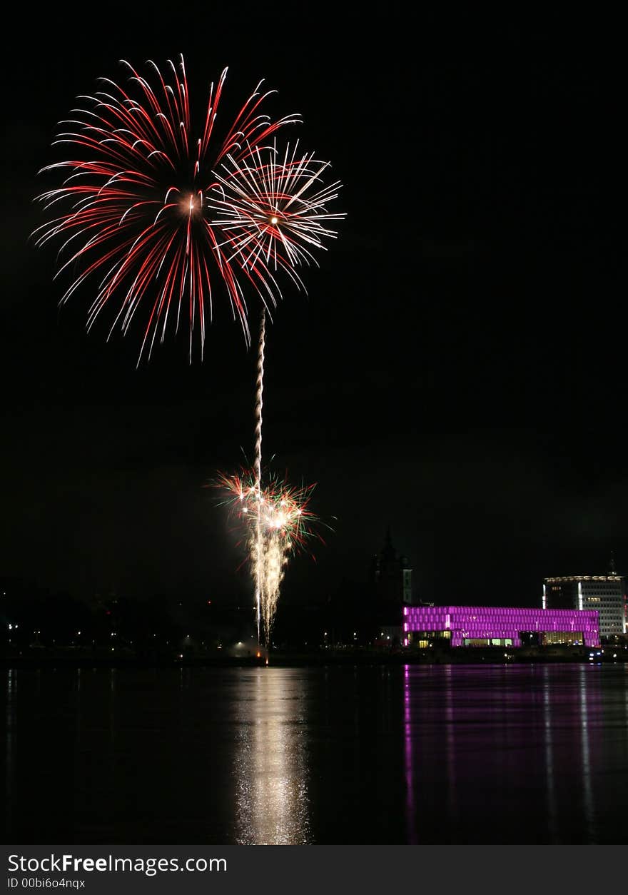 Fireworks over the danube in Linz, Austria 7