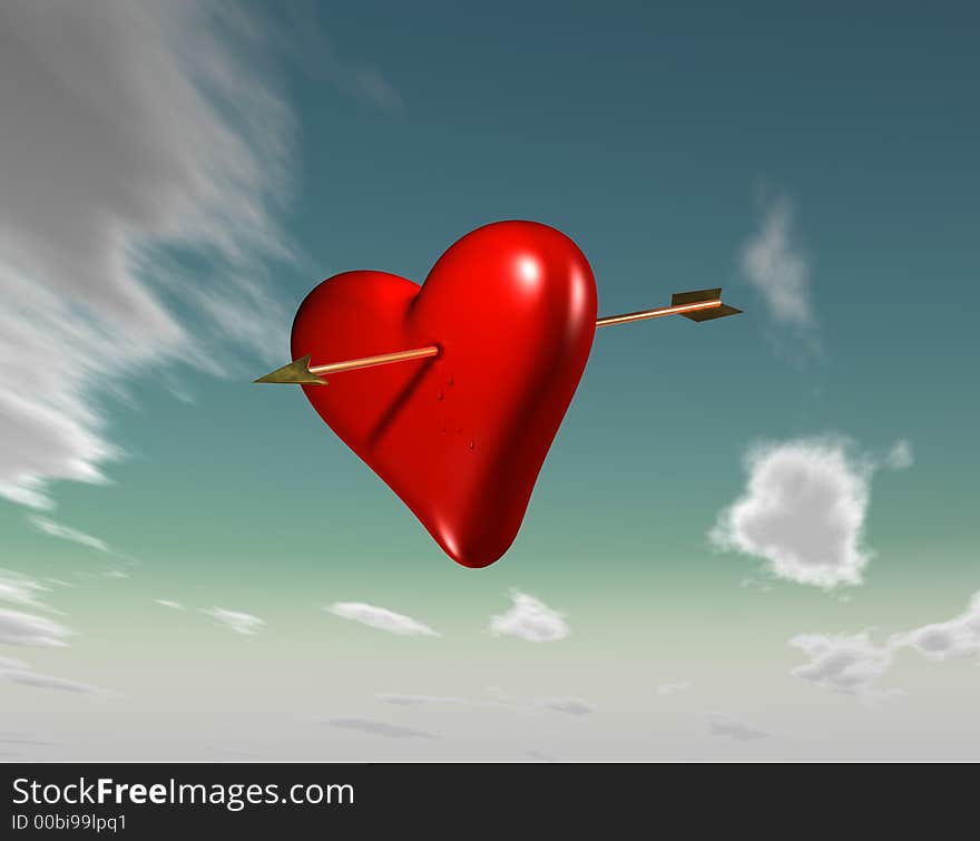 A heart being shot by Amors arrow