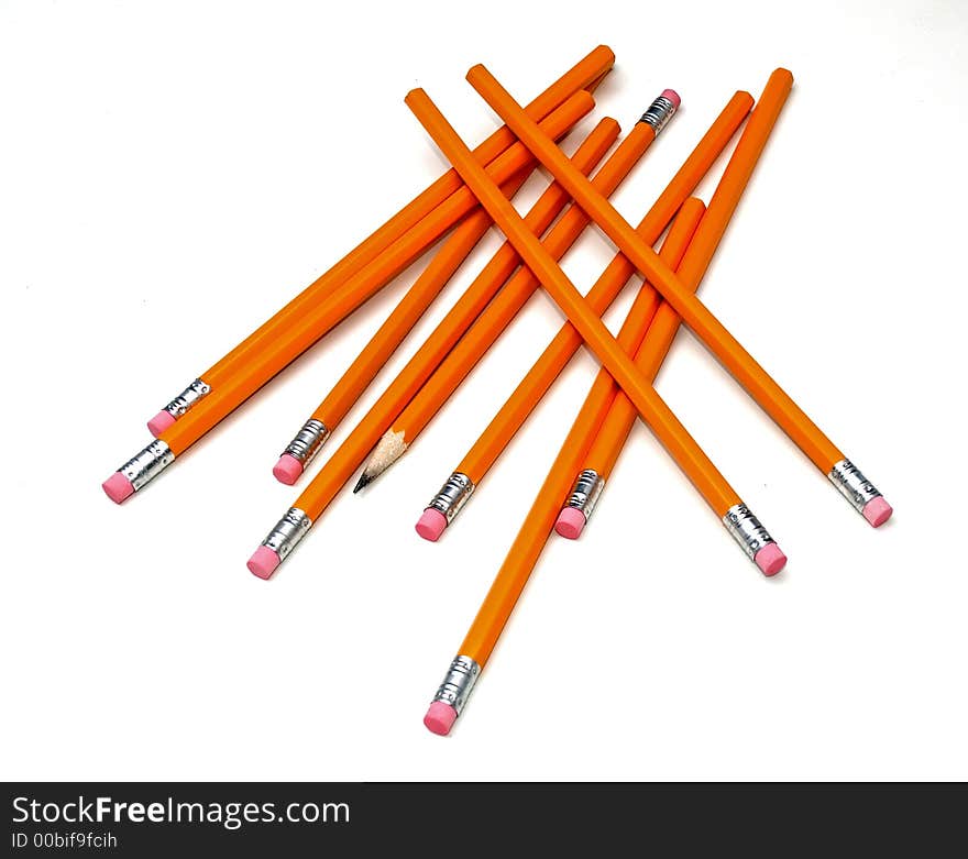 A group of pencils over a white background