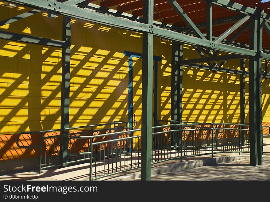 Very colorful walkway with strong shadows. Very colorful walkway with strong shadows