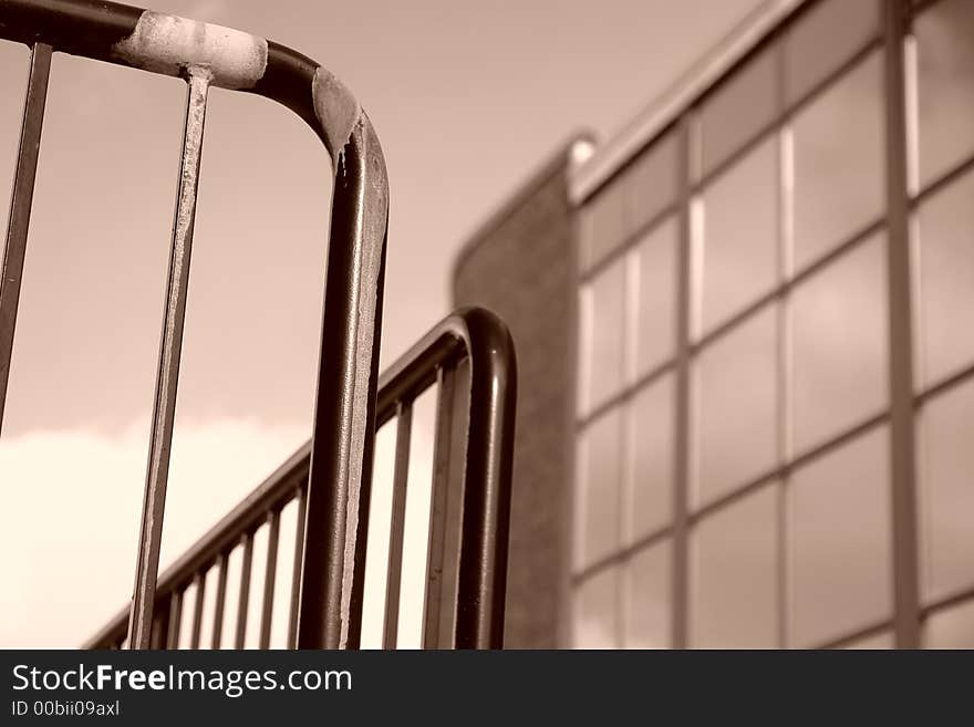 Black Iron Railing In Sepia