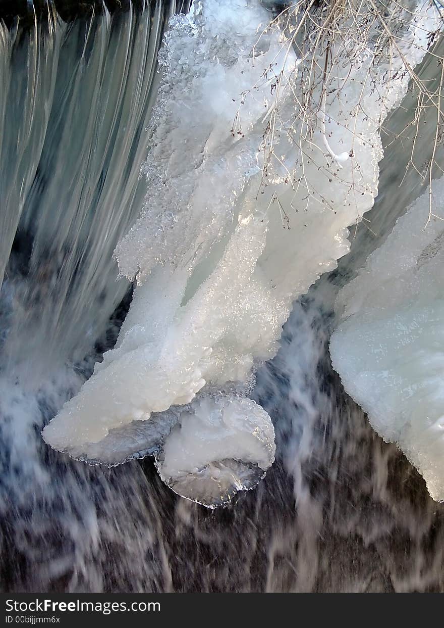 Thawing frozen waterfall