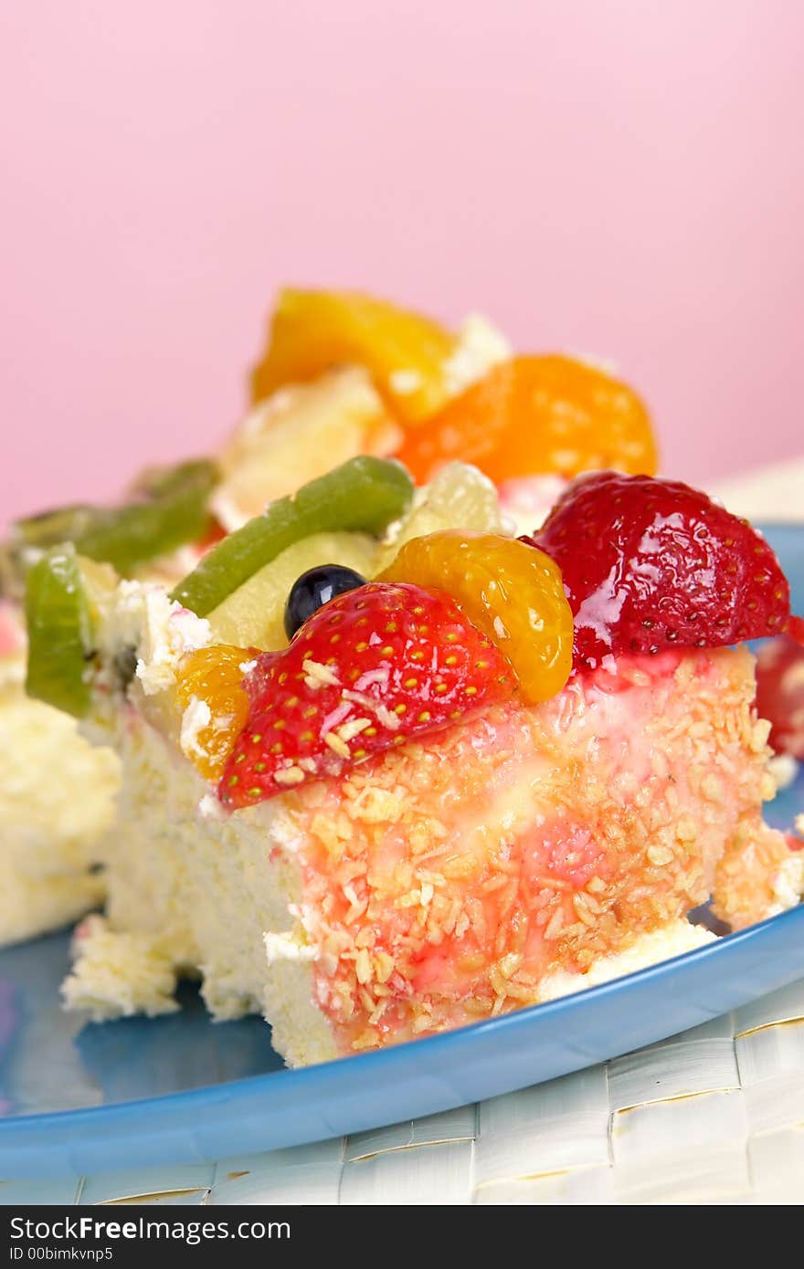 Two slices of fruit cheesecake. Two slices of fruit cheesecake