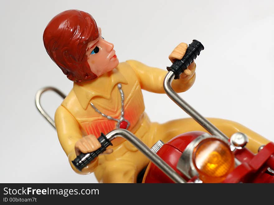 Toy motorbike with driver