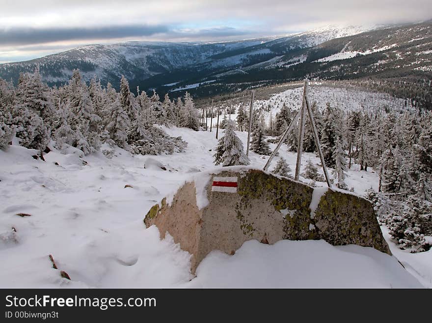 First snow in czech mountains