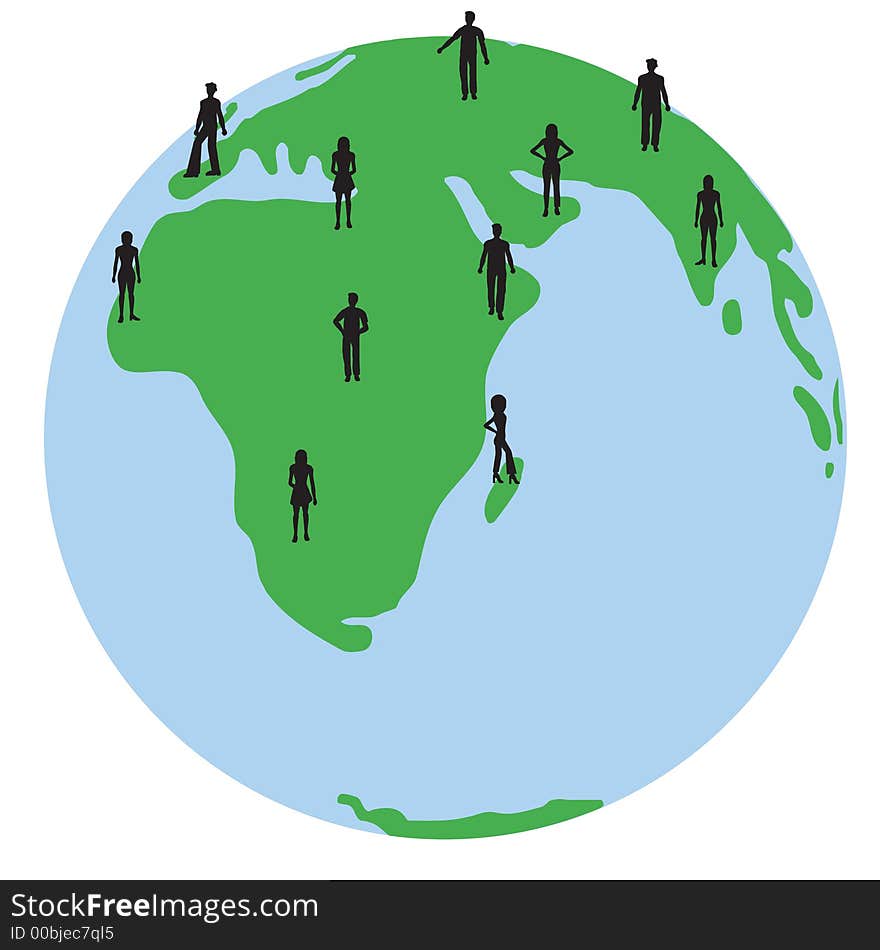 People standing on a globe - additional ai and eps format available on request. People standing on a globe - additional ai and eps format available on request