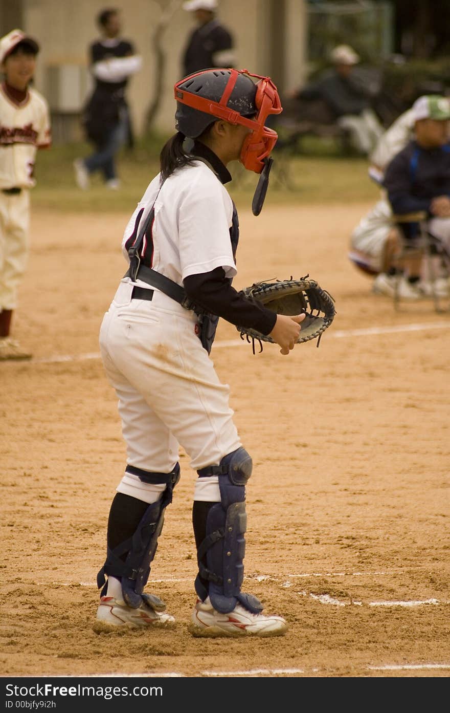 Girl playing baseball in Japan. Girl playing baseball in Japan