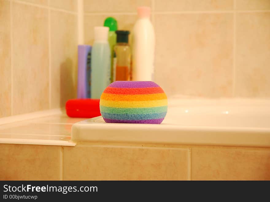 Coloured sponge in the bathroom