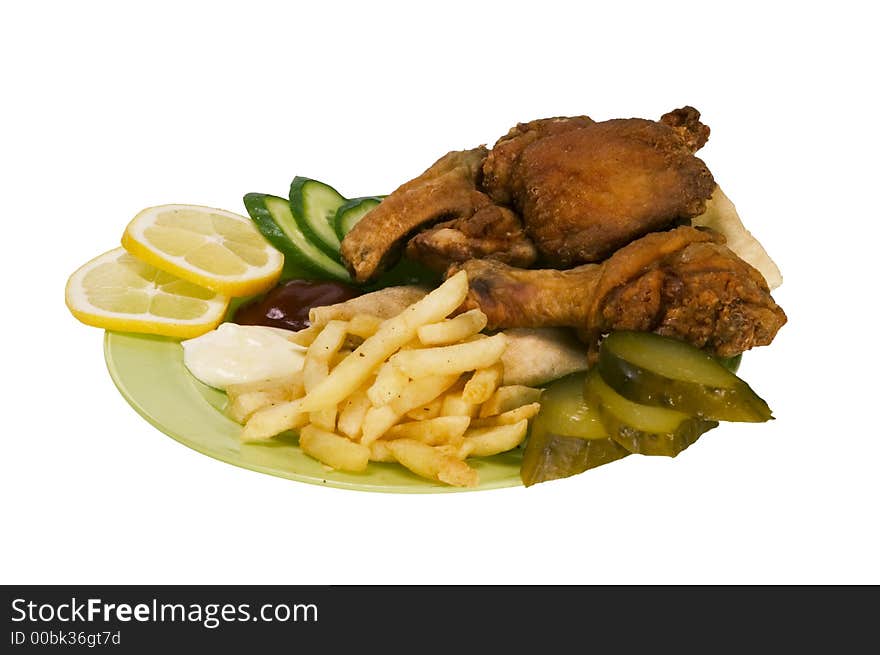 Chiken fast food isolated with clipping path